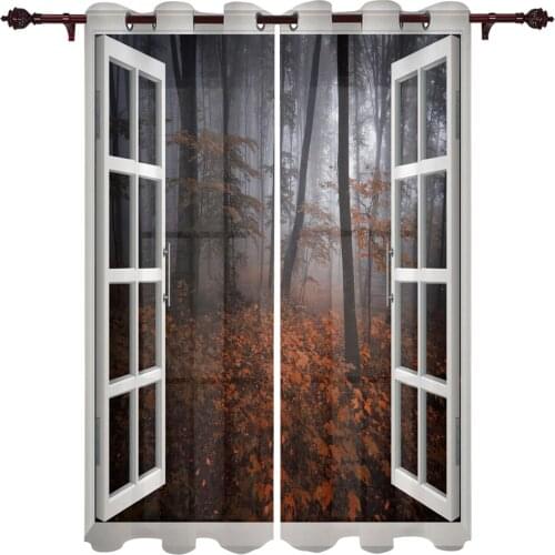 Patio Curtain Window Forest Fog Indoor Living Room Bedroom Kitchen Outdoor Drape For Porch Gazebo Pergola Canopy Beach