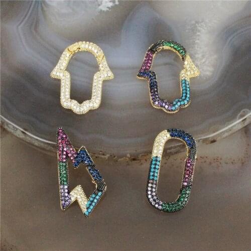 15-30mm 5pcs/lot High quality cz clasp,colored spring clasp cubic zircon charm, bracelet/necklace component wholesale