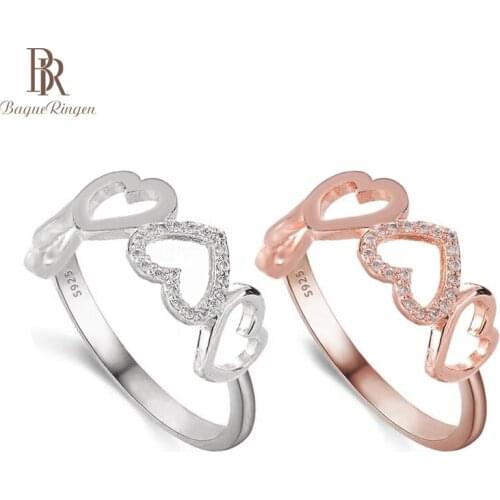 Bague Ringen S925 Ring For Women Pure 925 Sterling Silver Jewelry Small Fresh Simple Female Sweet Girl Finger Rings Heart Shaped