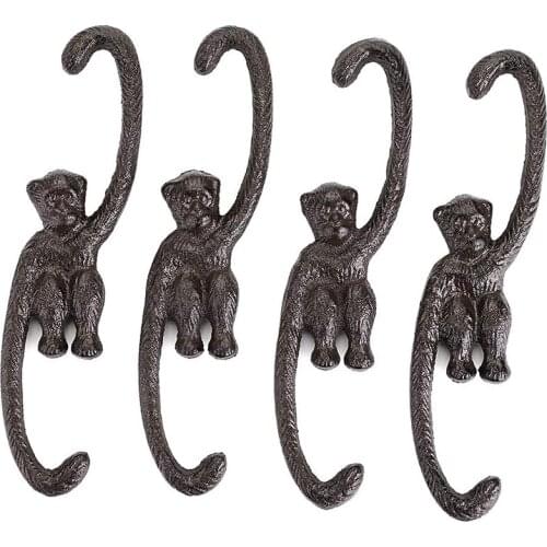 1 Set of 4 Heavy Duty Cast Iron S Monkey Hooks - 8 Inch Decorative Metal Plant Hooks Hangers S Shaped Bracket