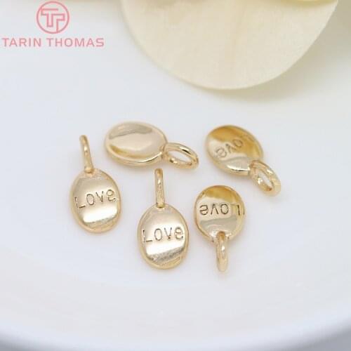 10PCS 6x12MM 24K Champagne Gold Color Plated Brass Oval Love Charms Pendants High Quality Diy Jewelry Accessories