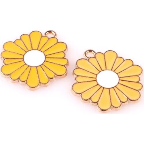 10pcs Yellow Flower Charm Colors Enamel Charm for Jewelry Making Fashion Earring Pendant Necklace Bracelet Charms 23598