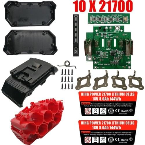 21700 BAT618 10 Core Li-ion Battery Plastic Case PCB Charging Protection Circuit Board Shell For Bosch 18V BAT610 BAT609 BAT618G