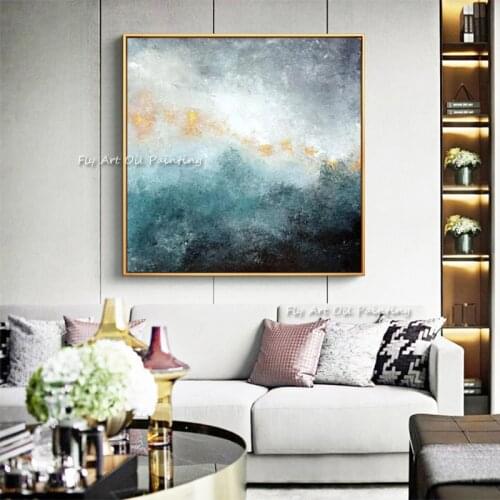 100％ Handmade New Modern Abstract Oil Painting Modern Large Canvas Art Gold Foil Wall Pictures For Living Room Unframed