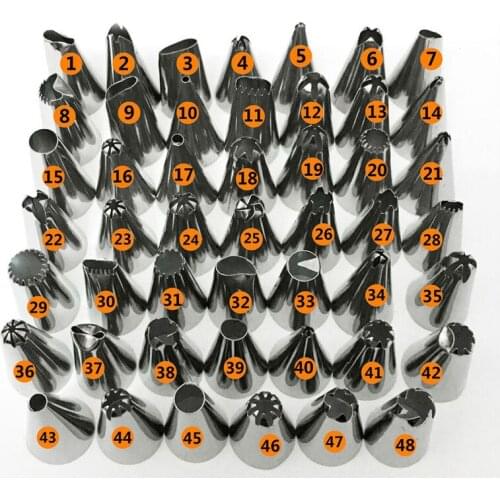 48Pcs/Set Cake Decorating Stainless Steel Icing Piping Nozzles Pastry Tips Set Cake Baking Tools Accessories Cake Decorating