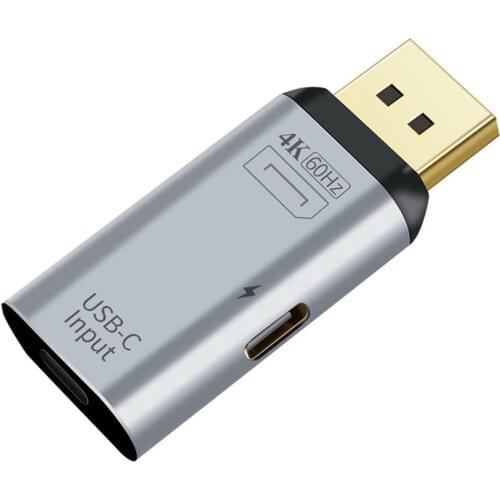 Chenyang Type-C USB-C Female Input to Displayport DP Output HDTV 4K 60hz 1080P Adapter with PD Power Port for Phone & Laptop