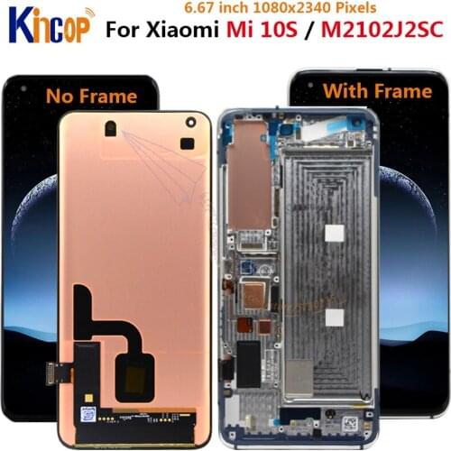 6.67"Amoled Original For Xiaomi Mi 10S LCD Screen Display Frame+Touch Panel Digitizer Mi 10S Mi10 S M2102J2SC Display
