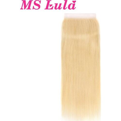 Brazilian 613 Blonde Color Closure 4x4 5x5 6x6 Straight Lace Closure MS Lula Remy Hair Pre plucked with Baby Hair Free Part 150
