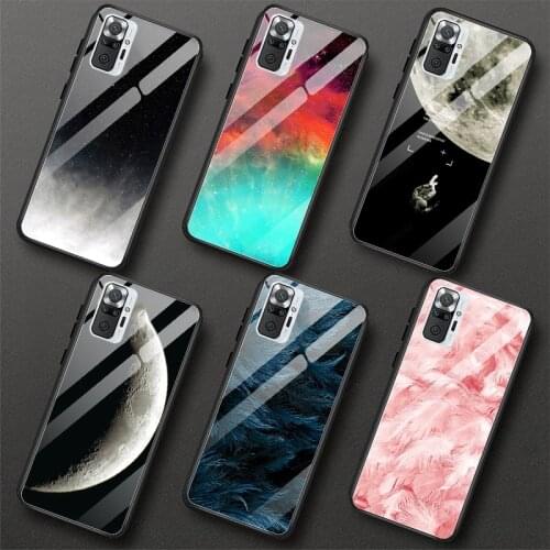 Pattern Glass Phone Case For Xiaomi Redmi Note 10 10Pro Max 10S Soft Silicone Edge Coque for Redmi Note10 Pro Color Cover Shell