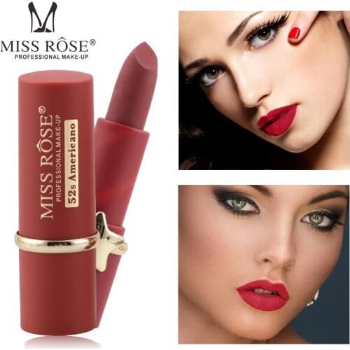 1pcs MISS ROSE Lipstick 12 Colors Star Matte Long-lasting Waterproof Non-Stick Cup Not Fading Lipstick Makeup Cosmetics TSLM1