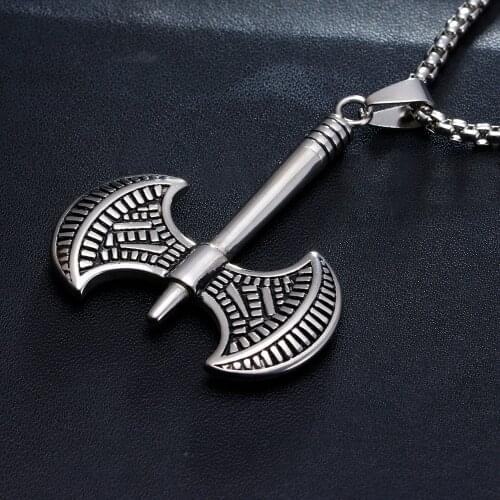 Classic Titanium Stainless Steel Knot Hatchet Pe Fire AXE Pendant Necklaces for Men Jewelry