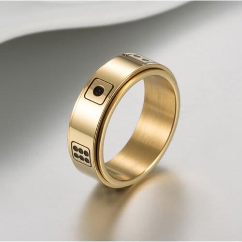 Stylish Spinner anel masculino Black aneis masculino Stainless Steel Lucky Fortune Craps Charm Finger Rings Game Gifts