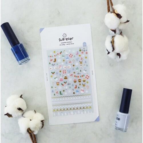 Korea Sonia Scrapbooking Die Cut Nail Sticker Winter Snowflake Love Stationery Hobby DIY PVC Craft Decoration Suatelier Stickers