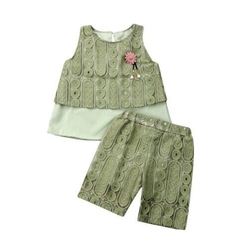 Baby girl summer clothes 2Pcs Newborn Toddler Baby Girl Tops T-shirts Shorts Pants Outfit Lace Clothes