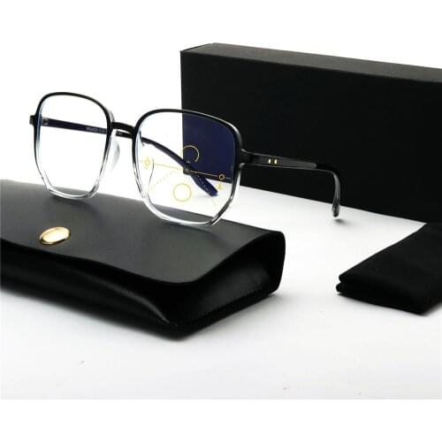 MINCL/2020 New Men Quality Progressive Lenses Reading Glasses Fashion Round Full Rim Classic Multifocal Glasses for Men NX