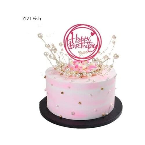 Cake model Flower pearl Pink simulation Birthday Cake model tool Plastic model Window Show Shooting props Wedding decoration