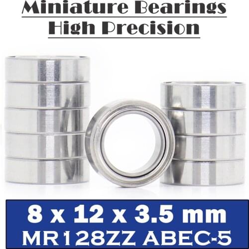 MR128ZZ Ball Bearing 8x12x3.5 mm 10Pcs ABEC-5 Miniature Metric Chrome Steel L-1280ZZ W678ZZA MR128 Z ZZ Bearings MR128Z