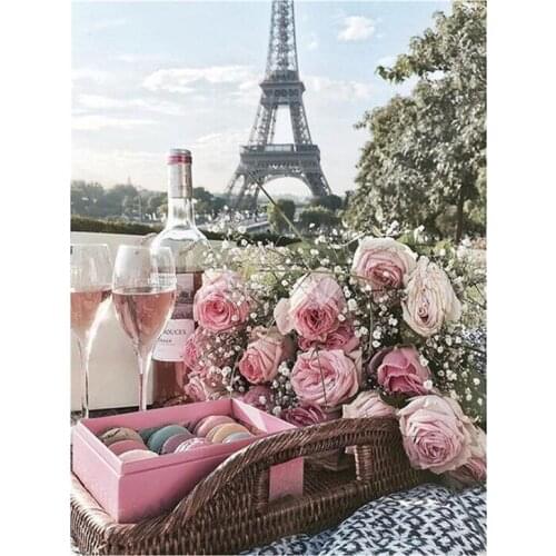 New square round AB diamond 5D DIY diamond painting landscape pink embroidery rose mosaic art painting romantic home decoration