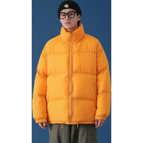 2021 New Korean Padded Jacket MenS Leisure Thickened Youth Student Bread Suit Handsome Stand Collar Pure Color Winter Warm Coat