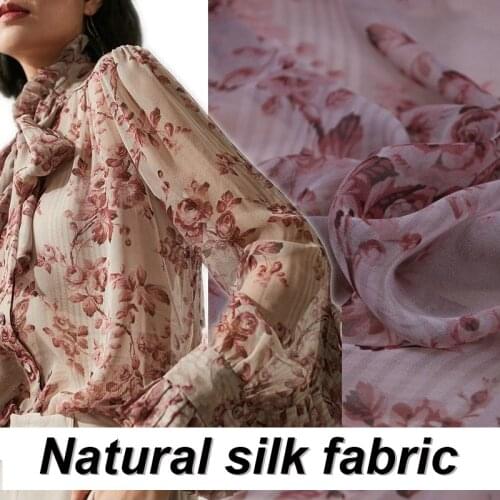 New Product Mulberry Silk Silk Georgette Printed Garment Fabric Light And Thin Perspective Handmade DIY Dress Shirt Fabric