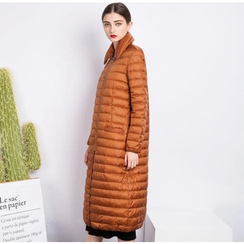 90% White Duck Down Coat 2020 Autumn Winter Jacket Women Long Thin Ultralight Jackets Female manteau femme hiver WYQ859