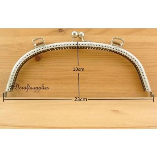 Bag purse frame metal frame sewing frame clasp 9 1/2 inch (25.5 cm) silver D13