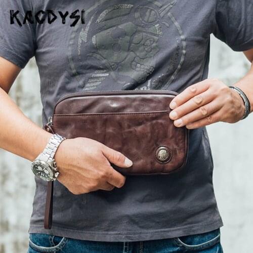 Nature Cow Leather Luxury Mens Clutch Purse Handmade Retro Large Capacity Male Clutch Bag Quality Classic Day Clutches Wristlets