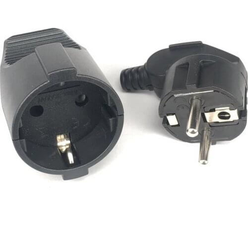 White 250v 16a french Russia Korea German EU Schuko Plug power cord wired cable Socket Male Female Assembly Receptacle connector