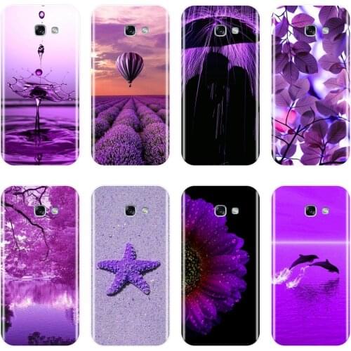 Phone Case Silicone For Samsung Galaxy A6 A8 Plus 2018 A5 A7 Purple Flower Soft Back Cover For Samsung Galaxy A3 A5 A7 2016 2017