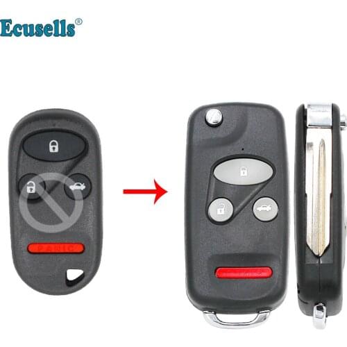 3+1/4 Buttons Flip Folding Remote Key Shell Case For Honda Civic CR-V Insight Odyssey S2000 Blade 2.3