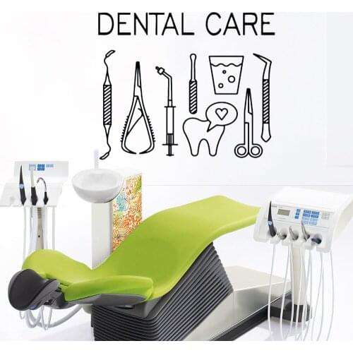 Dental Wall Sticker Dental Care Logo Wall Decal Dentist Smile Tools Wall Window Poster Teeth Center Decoration L701