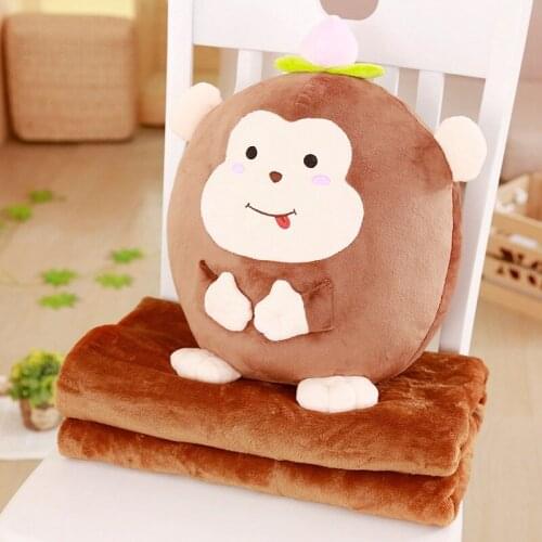 Comfortable Soft Pillow Blanket Dual Purpose Cotton Filling No Deformation Home Office Blanket 12 Kinds Of Animal Decoration