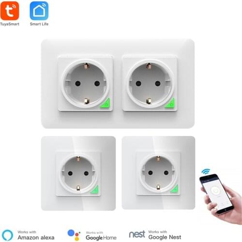 Alexa Voice Control Free Match WiFi In-Wall Outlet Smart Remote Control Switch EU Standard Voice Control Google Home Tuya Smart