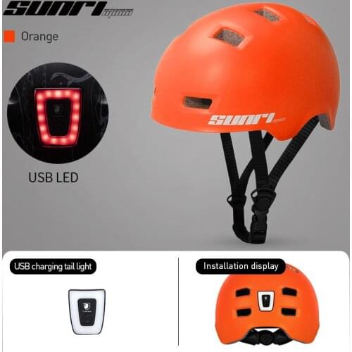 SUNRIMOON LED Light USB Rechargeable Bicycle Helmet Ultralight MTB Road Bike Helmet Integrally-Mold Cycling Helmet Unisex Cap