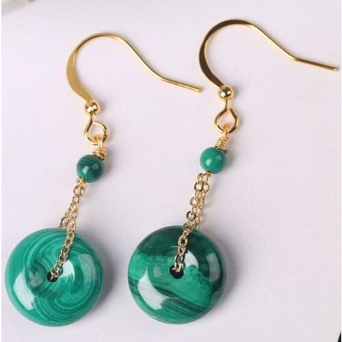 Chinese Style Hanfu Ethnic Earrings Green Stone Retro Drop Earrings Ornaments Jewelry Accessories for Women