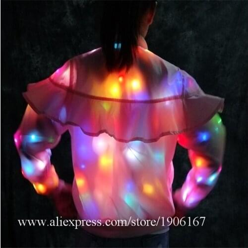 Colorful Led Luminous Light Dance Costume Led Light Up Women Party Clothes Halloween Christmas Masquerade Flashing Dress Suit