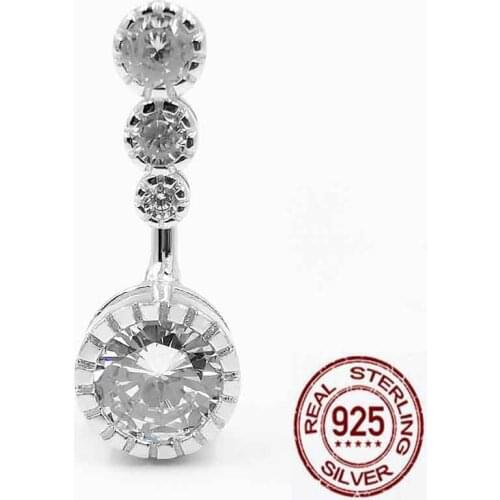 Crystal zircon belly navel bar ring piercing jewelry 925 silver for women body piercing jewelry fashion