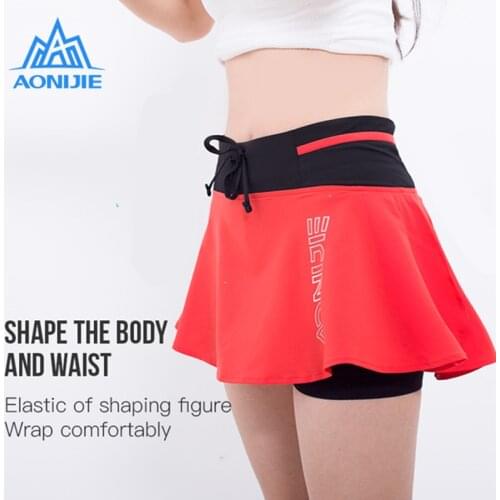 AONIJIE Women Female Quick Dry Sports Skirt Pantskirt With Lining Invisible Pocket For Running Tennis Badminton Gym F5104
