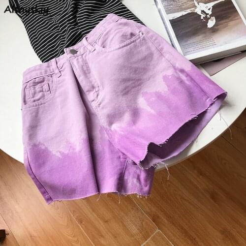 Shorts Women Summer Ulzzang Fashion Wide Leg Tassel High Waist Retro Pocket Gradient Kawaii Casual Students Comfortable Baggy