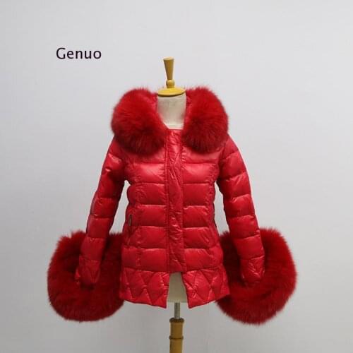 Women Furry Overcoat Winter Jacket Faux Fur Collar White Duck Down Abrigos Mujer Windproof Hooded Coat New Outwear Femme Parka