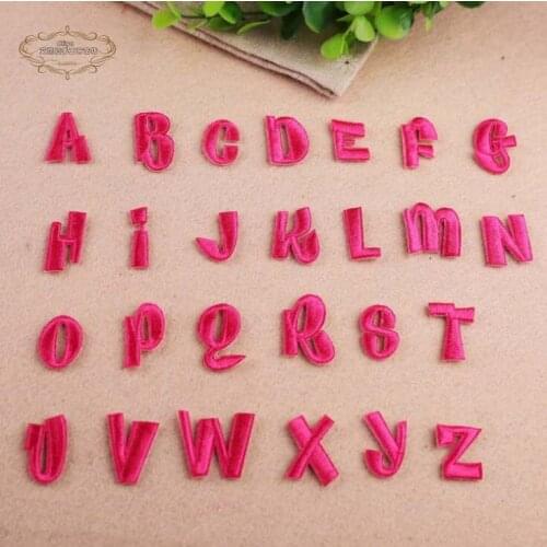 1 pcs Rose color alphabet A to Z embroidered iron on patches cloth accessories popular clothing bag hat Patches phone Appliques