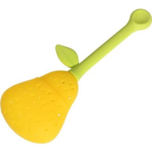 100 pcs Silicone Pear Design Tea Leaf Strainer Herbal Spice Infuser Teacup Teapot Filter