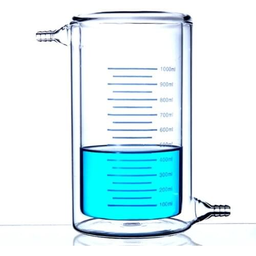 1000mL Jacketed Glass Beaker 1 Litre Jacket Flask Lab Chemistry Glassware