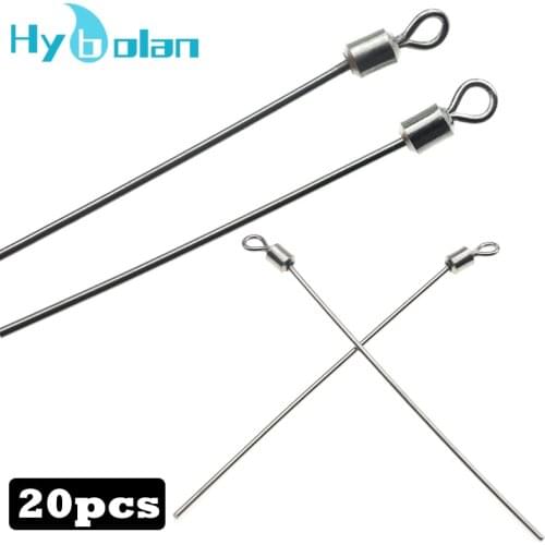 20pc Hard Steel Wire Long Pole Fishing Swivel 6.5cm brass Barrel Rolling Connector Earthworm needle DIY Accessories tackle tool