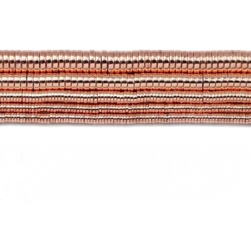 3/4/6/8MM Rose Gold Flat Round COINS Hematite Natural Stone Charm Loose Spacer Beads For Bracelet Pendant Making Diy Accessories