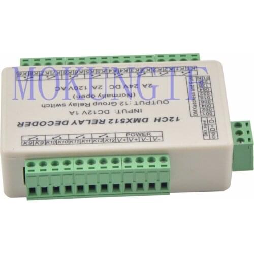 3Pcs WS-DMX-RELAY-12CH 12 channels DMX512 Decoder switch signal led Controller relay output only use signal control input 12V