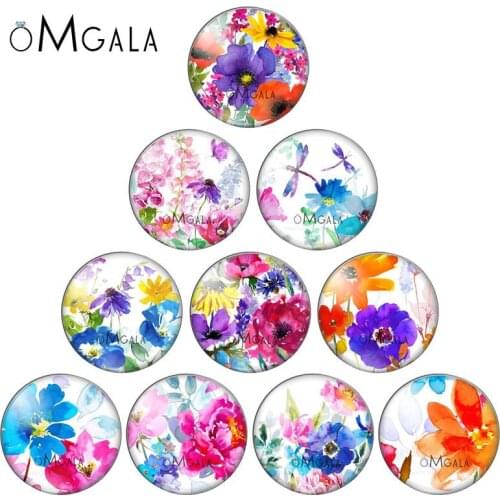 Watercolor Flower Art Painting Butterfly 8mm/10mm/12mm/18mm/20mm/25mm Round photo glass cabochon demo flat back Making findings