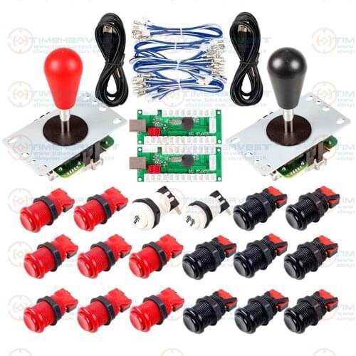 Arcade DIY Bundle Kits with USB Encoder Board adapter with American Button & Arcade Joystick for PC MAME Game Rocker Console
