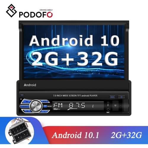 Podofo Android 10.1 Car Radio 1 Din Stereo Receiver 7'' Touch Screen Multimedia Player GPS Wifi Bluetooth For Volkswagen Nissan