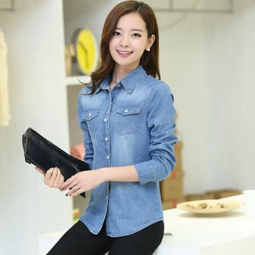 Blouse Women Shirt Spring and Autumn Denim Womens Long Sleeve Top Shirt Blusas Ropa De Mujer